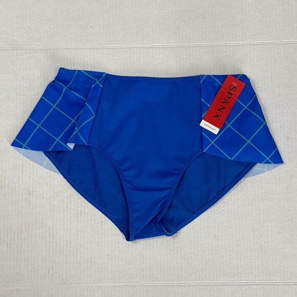 SPANX Women's 12 Flirty Skirt High Waist Swim Bottom Electric Blue Geo New - Picture 4 of 15